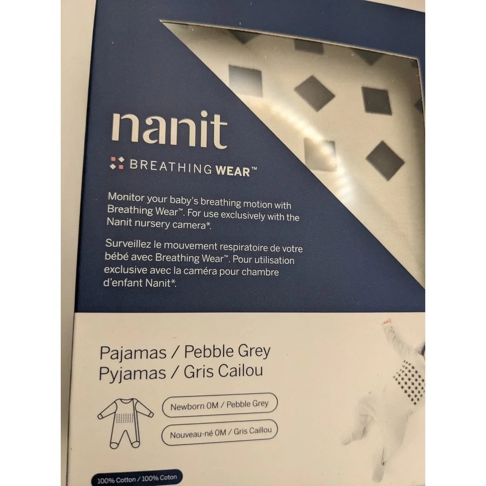 Nanit Breathing Wear Pajamas Pebble Grey Newborn 0M 100% Cotton‎